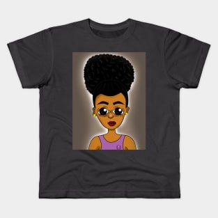 Cute black girl digital art Kids T-Shirt